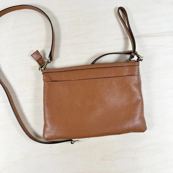 J.Jill  Winter's‎ Day Sherpa Fleece Leather Crossbody Handbag Cream Brown - Picture 4 of 7